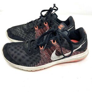 Nike Women Sz 7 Flex Fury Black Coral Pink Mesh Running Sneakers 705299-001